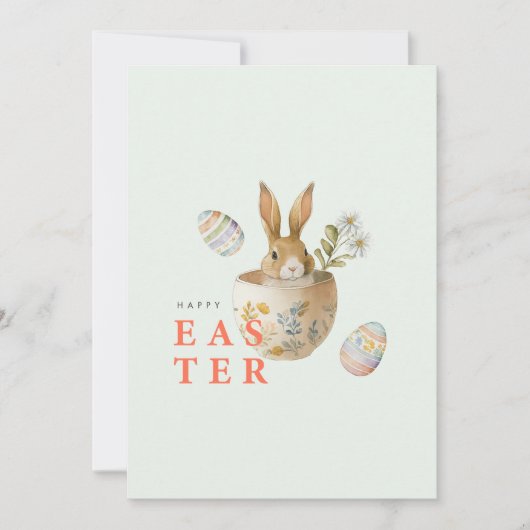 Waterverf Pasen Bunny Feestdagenkaart (Voorkant)