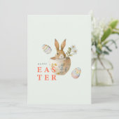 Waterverf Pasen Bunny Feestdagenkaart (Staand voorkant)