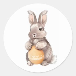 Waterverf Pasen Bunny Ronde Sticker