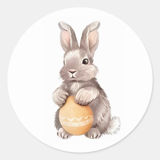 Waterverf Pasen Bunny Ronde Sticker (Voorkant)