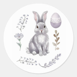 Waterverf Pasen Bunny Ronde Sticker