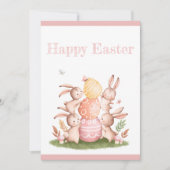 Waterverf Pasen cute konijnen met eieren  Kaart (Voorkant)
