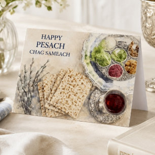 Waterverf Pasen Groet – Prettig Pesach Kaart