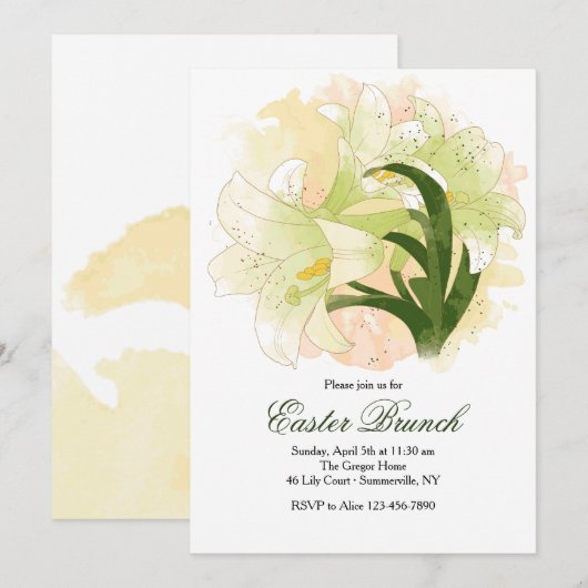 Waterverf Pasen Lily Uitnodiging (Voorkant / Achterkant)