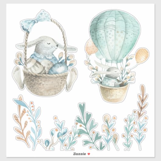 Waterverf Pasen pakketten Wit of Duidelijk Sticker (Vel)