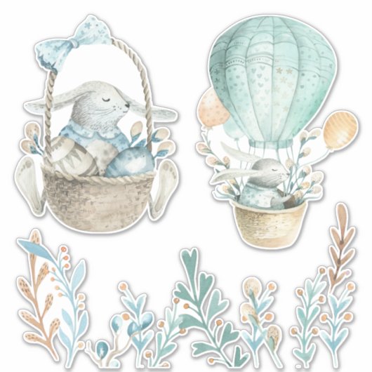 Waterverf Pasen pakketten Wit of Duidelijk Sticker (Voorkant)