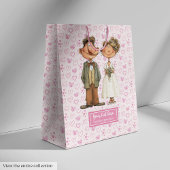 Waterverf pasgetrouwden geschenktas voor bruiloft medium cadeauzakje