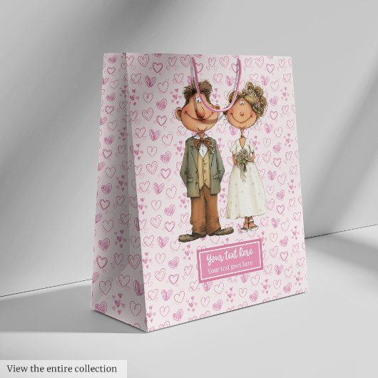 Waterverf pasgetrouwden geschenktas voor bruiloft medium cadeauzakje