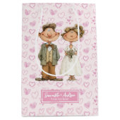 Waterverf pasgetrouwden geschenktas voor bruiloft medium cadeauzakje (Voorkant)