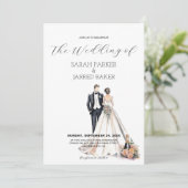 Waterverf Passen getrouwd bruiloft Kaart (Staand voorkant)