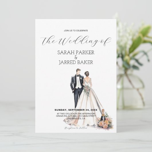 Waterverf Passen getrouwd bruiloft Kaart (Staand voorkant)