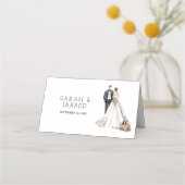 Waterverf Passen getrouwd bruiloft Plaatskaartje (Achterkant)