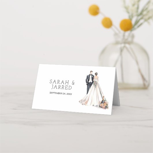 Waterverf Passen getrouwd bruiloft Plaatskaartje (Achterkant)