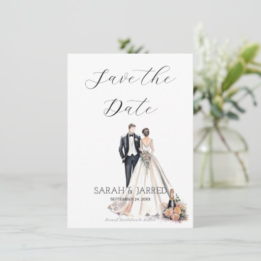 Waterverf Passen getrouwd Save The Date (Staand voorkant)