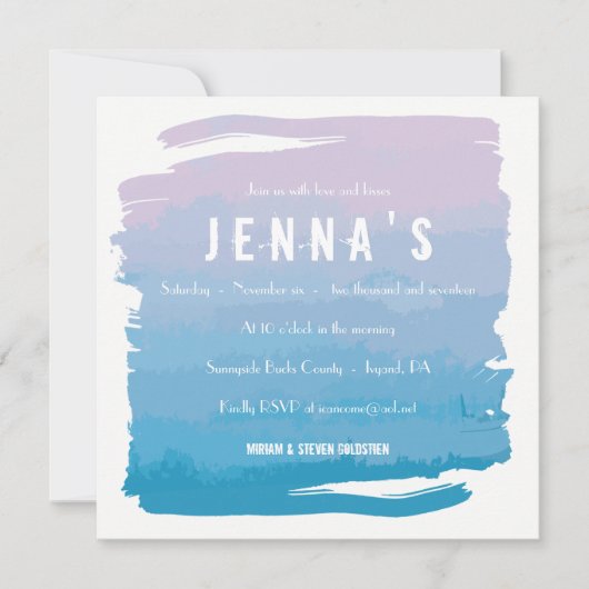 WATERVERF PASSION Bat Mitzvah Uitnodiging (Voorkant)