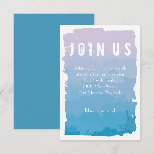 WATERVERF PASSION Bat Mitzvah Uitnodiging (Voorkant / Achterkant)