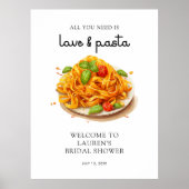 Waterverf Pasta Italiaans Vrijgezellenfeest Welkom Poster (Voorkant)
