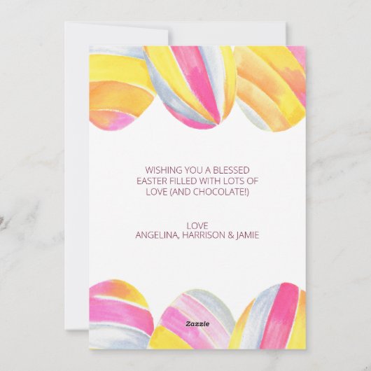 Waterverf pasteelregenboogpaaskonijn feestdagenkaart (Achterkant)