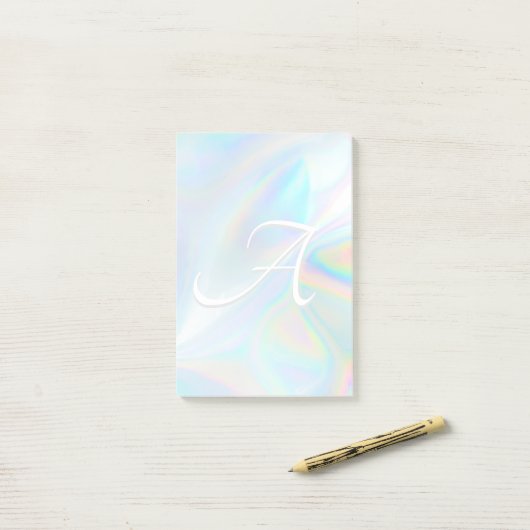 Waterverf pastel abstract aangepast initiaal monog post-it® notes (Op bureau)