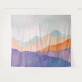 Waterverf Pastel Bergen Natuur Landschap Wandkleed (Voorkant (horizontaal))