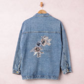 Waterverf Pastel Blauw Beige Flowers Mooi Denim Jacket (Hangar)