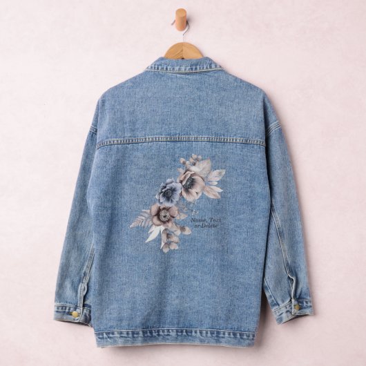Waterverf Pastel Blauw Beige Flowers Mooi Denim Jacket (Hangar)