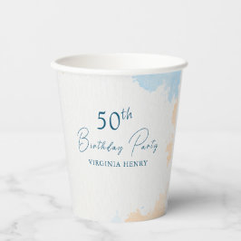 Waterverf pastel blauw elke leeftijd verjaardag papieren bekers