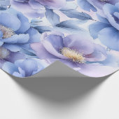 Waterverf Pastel Blauw en Paarse pioenroos Bloemen Cadeaupapier (Hoek)