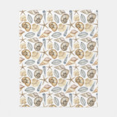 Waterverf pastel blauw groen kleuren schelpen fleece deken (Voorkant)