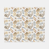 Waterverf pastel blauw groen kleuren schelpen fleece deken (Voorkant (Horizontaal))