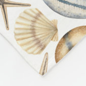 Waterverf pastel blauw groen kleuren schelpen fleece deken (Hoek)