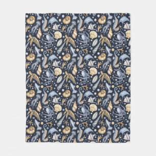 Waterverf pastel blauw groen kleuren zee maritiem fleece deken