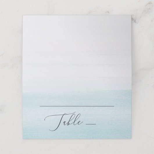 Waterverf pastel blauw nautische zachte bruiloft plaatskaartje (Buitenkant ongevouwen)