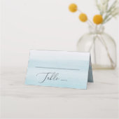 Waterverf pastel blauw nautische zachte bruiloft plaatskaartje (Voorkant)