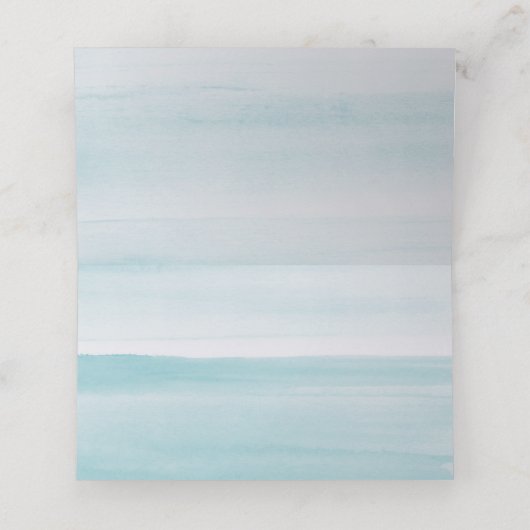 Waterverf pastel blauw nautische zachte bruiloft plaatskaartje (Binnenkant ongevouwen)