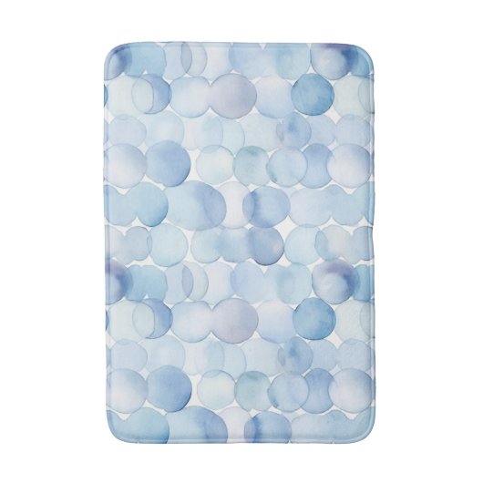 Waterverf pastel blauw wit cirkelpatroon badmat (Voorkant Verticaal)