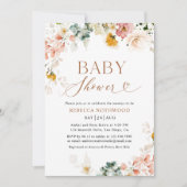 Waterverf Pastel Bloemen Baby Shower Uitnodiging (Voorkant)
