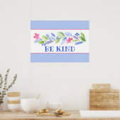 Waterverf Pastel Bloemen BE KIND Poster (Keuken)