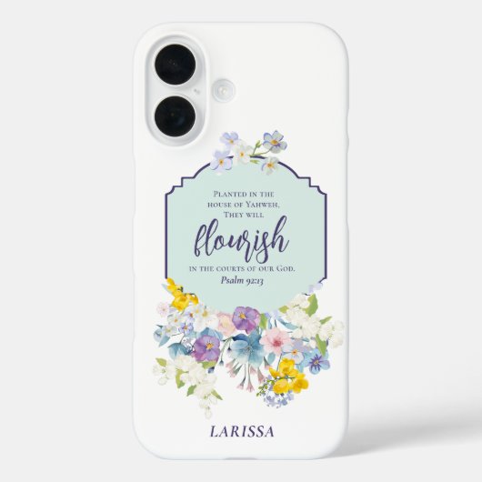 Waterverf Pastel Bloemen Bijbelvers Gepersonalisee Case-Mate iPhone Case (Achterkant)