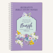 Waterverf Pastel Bloemen Bijbelvers Gepersonalisee Notitieboek (Voorkant)