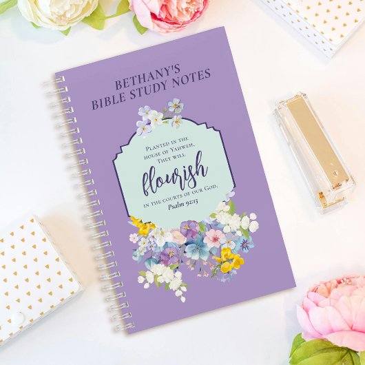 Waterverf Pastel Bloemen Bijbelvers Gepersonalisee Notitieboek