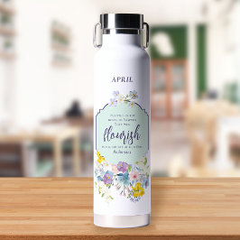 Waterverf Pastel Bloemen Bijbelvers Gepersonalisee Waterfles