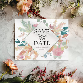 Waterverf Pastel Bloemen & Botanisch Verwittiging Aankondigingskaart