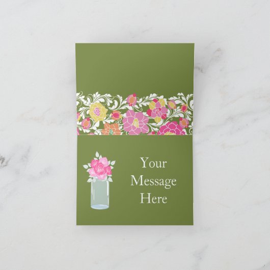 Waterverf Pastel Bloemen Dank u kaart (Binnen)