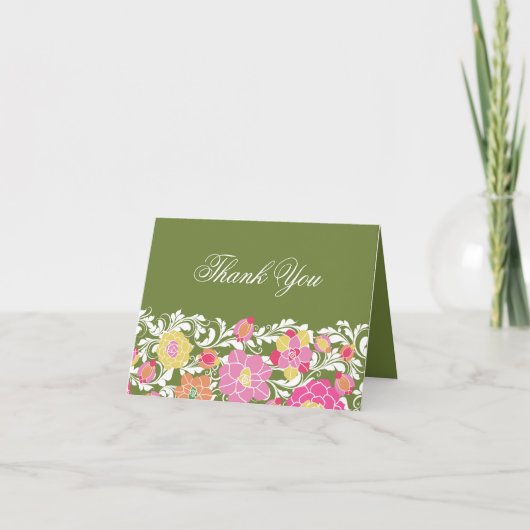 Waterverf Pastel Bloemen Dank u kaart (Voorkant)