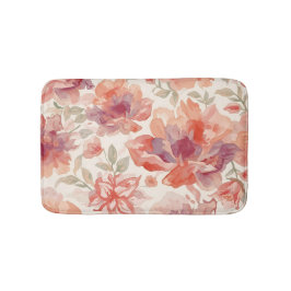 Waterverf Pastel Bloemen Licht Oranje Badmat
