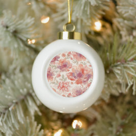 Waterverf Pastel Bloemen Licht Oranje Keramische Bal Ornament