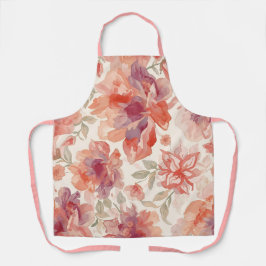 Waterverf Pastel Bloemen Licht Oranje Schort