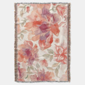 Waterverf Pastel Bloemen Licht Sinaasappel Deken (Voorkant Verticaal)