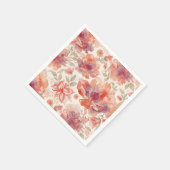 Waterverf Pastel Bloemen Licht Sinaasappel Servet (Hoek)